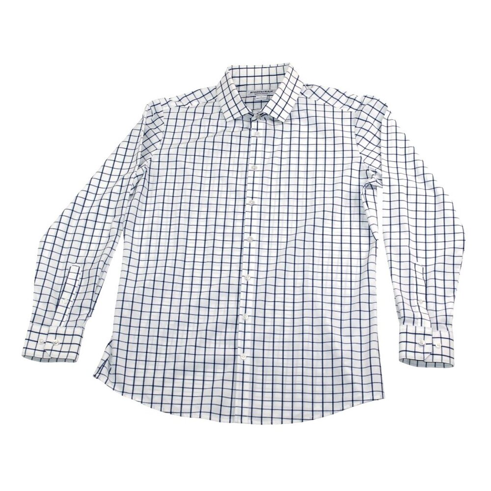 Mizzen + Main Mens Lrg Leeward Trim Performance Button Up Checkered Dress Shirt